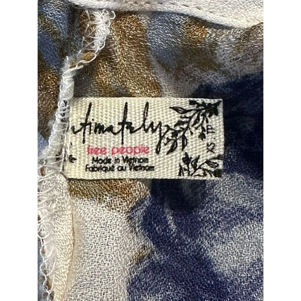 Intimately Free People XS Alyson tank slip mini dress tunic cream blue floral - Picture 9 of 9